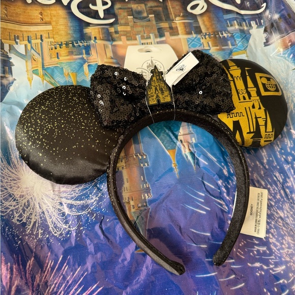 SOLD - Disney Parks Black And Gold Cinderella’s Castle Minnie Ears Headband (OS) - Picture 5 of 13